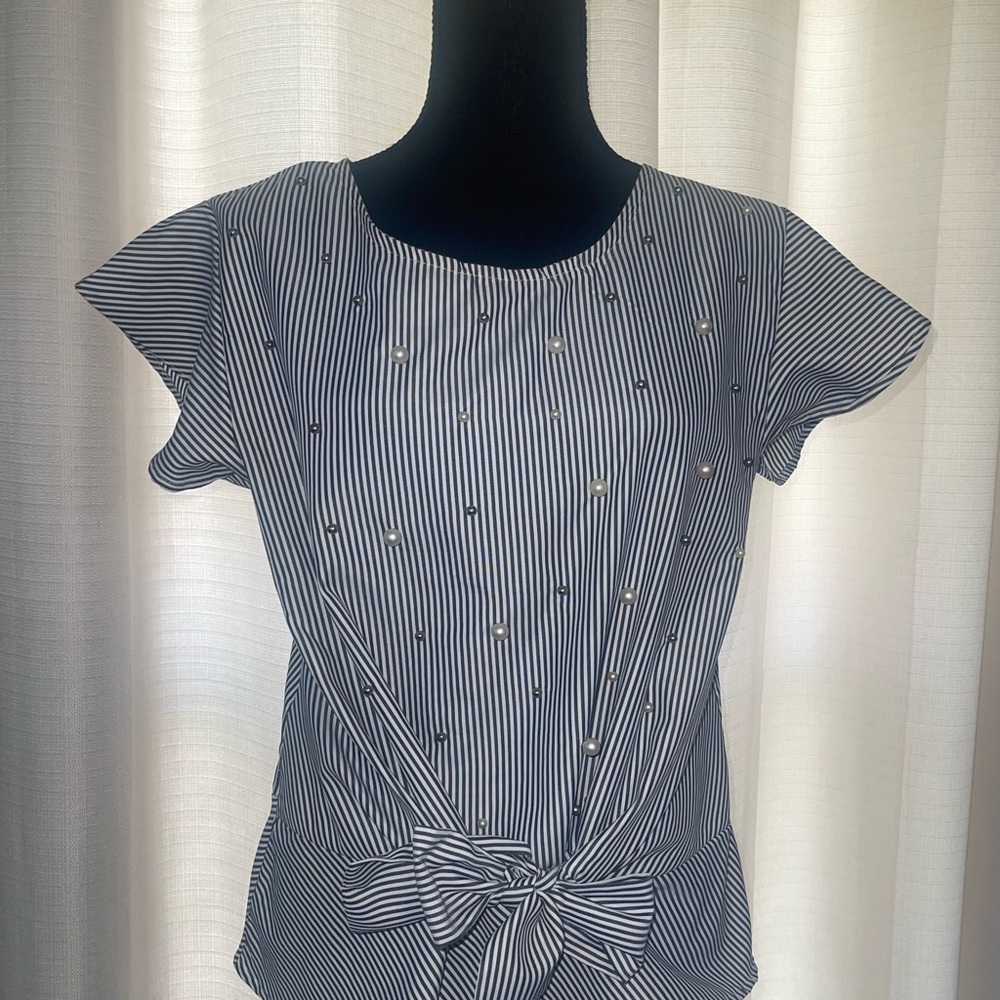 Striped Black and White Women's Top